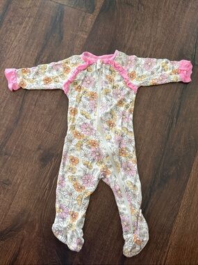 Milkberry Bamboo Pink Floral Footed One-Piece Romper for Babies